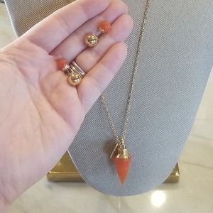 Henri Bendel gold w/ gemstone necklace & earrings